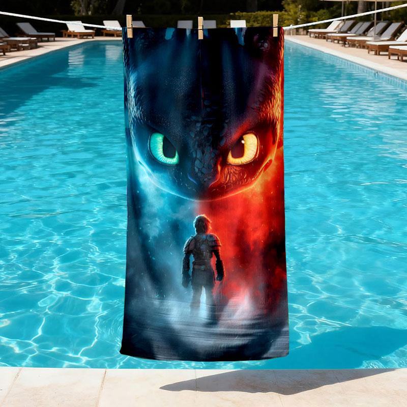 How to Train Your Dragon Print Beach Towel Design, Soft, Lightweight. for Home Bathroom, Spa, Pool, Yoga, Surfing, Camping, Gift for Family, Friend