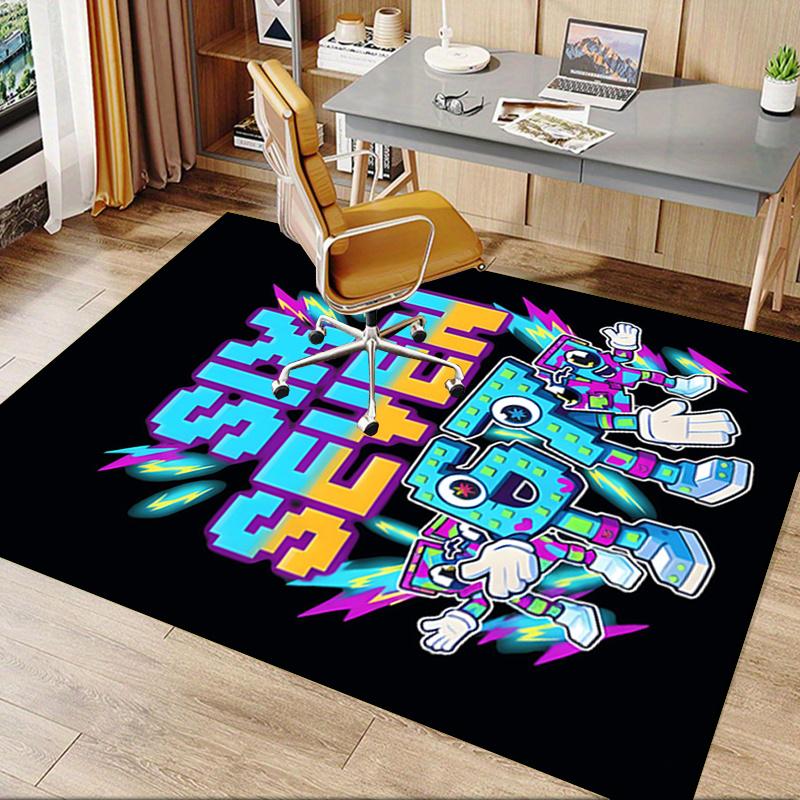 Black Contrast 67" Number Robot Lightning Chair Mat: Office Carpet for Home Decor, Gift Idea, Suitable for Bedroom, Living Room, Various Rooms