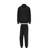Taekwondo Stand Collar Zip Long Sleeve Jacket Comfortable Striped Long Pants Casual Sports Suit Unisex Sports Suit Black TR30JT-BB+TR30P1T-BB