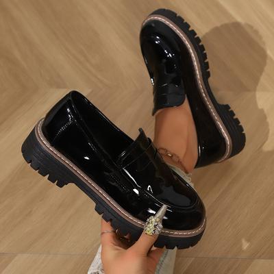 Модные лоферы на толстой подошве нового стиля, стильные низкие лоферы в японском стиле, черные лоферы на толстой подошве