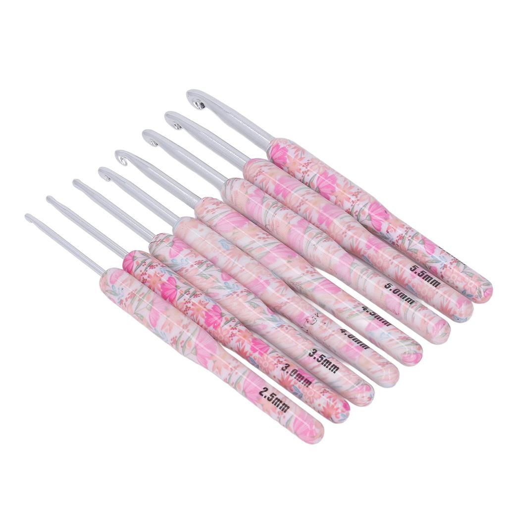 8pcs Crochet Hook Set Printing Aluminum Handcraft Colorful Crochet Hook Ergonomic Knitting Hook for Knitters for Sewing