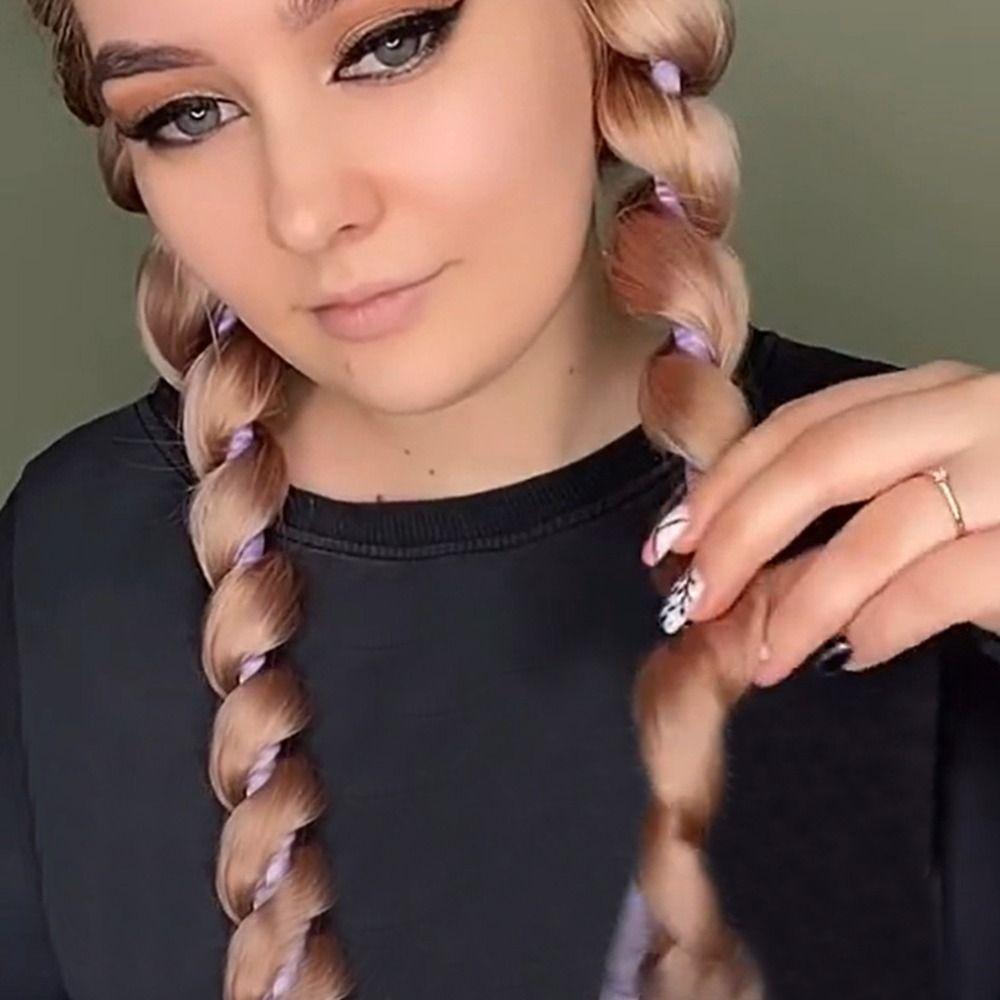 Женщины Красота Шелковые Кудри Галстуки Пермские Стержни Бигуди Бигуди Термостойкая Волна Стержень Повязка на Голову