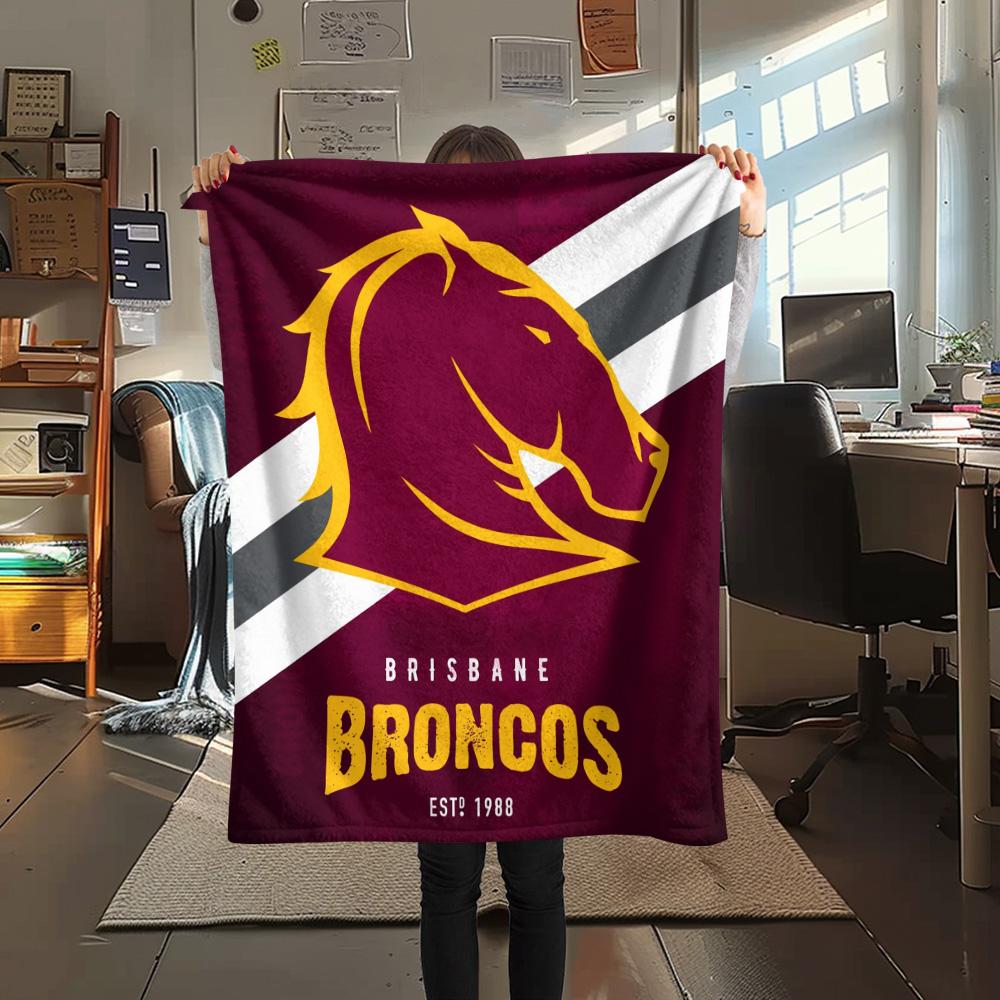 Brisbane Broncos Print Flannel Blanket, High quality Comfortable for All Seasons, Home Decor, Warmth and Comfort