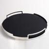 Nordic Style Leather Handle Metal Round Tray Living Room Bedroom Storage Tray Home Soft Decoration Ornaments
