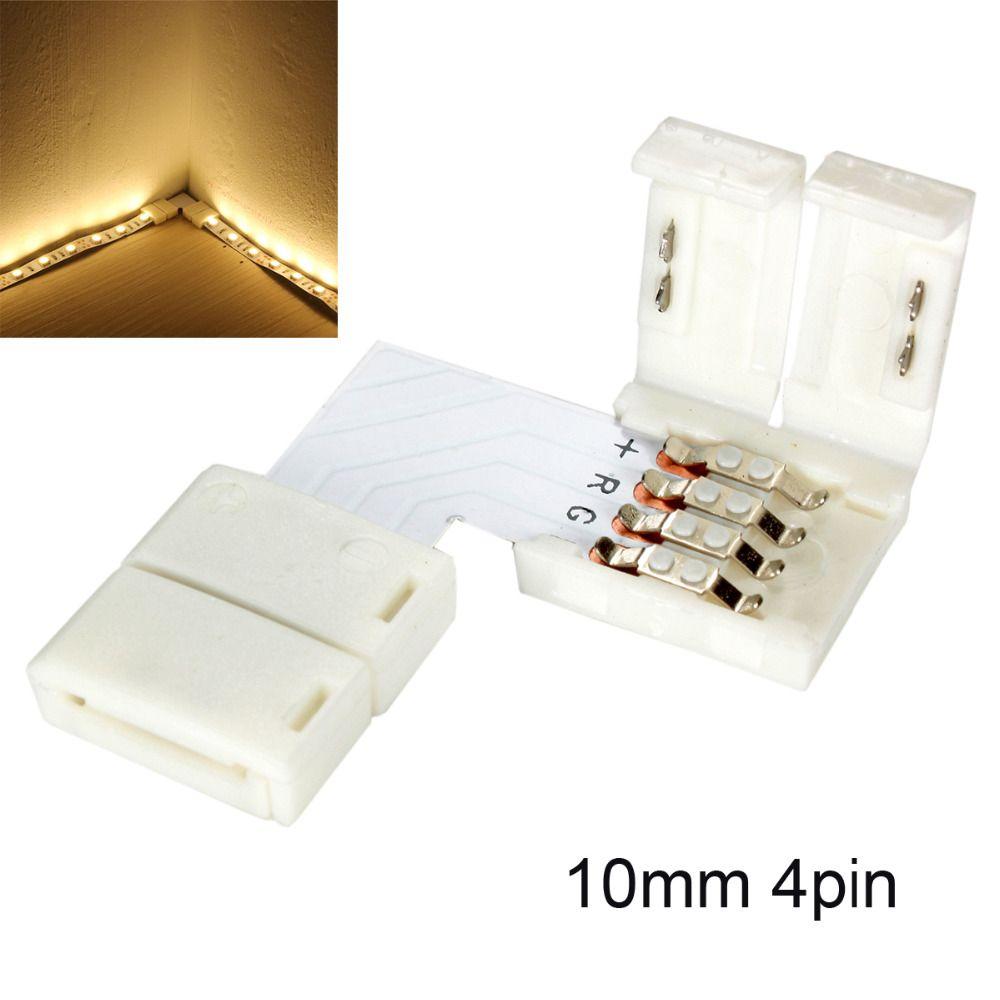 10Pcs 4Pin Corner Splitter LED Strip NO Soldering Light Connectors RGB 5050