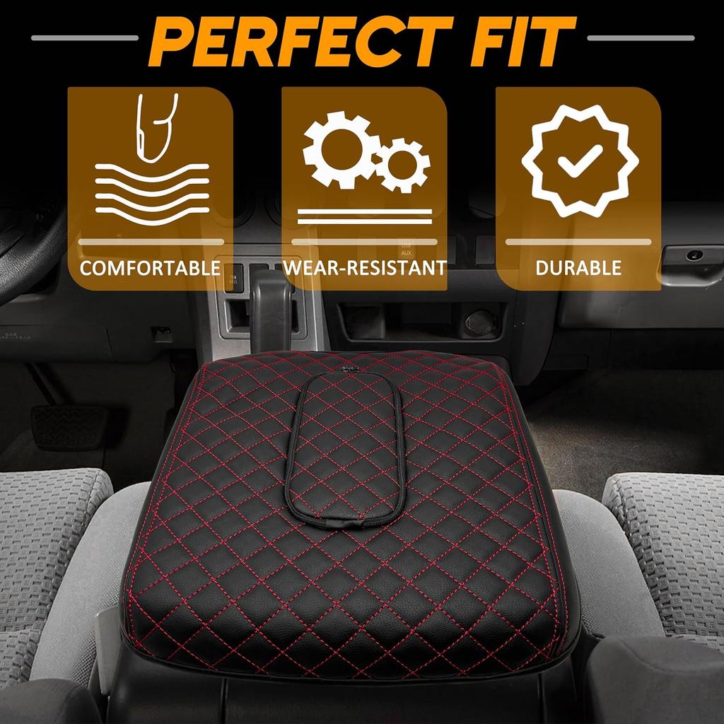 Center Console Cover for Chevy Silverado/GMC Sierra Accessories 2019-2023 2024 2025 2026 Armrest Cover Middle Console Armrest Lid Leather Protector