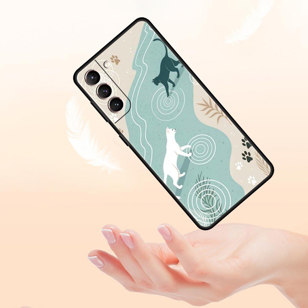 Абстрактный Креативный Милый Кот Линия Чехол для Телефона для Samsung Galaxy S26 S25 S24 S23 S22 S20 S21 FE Ultra S25 Edge Plus Мягкий ТПУ Чехол