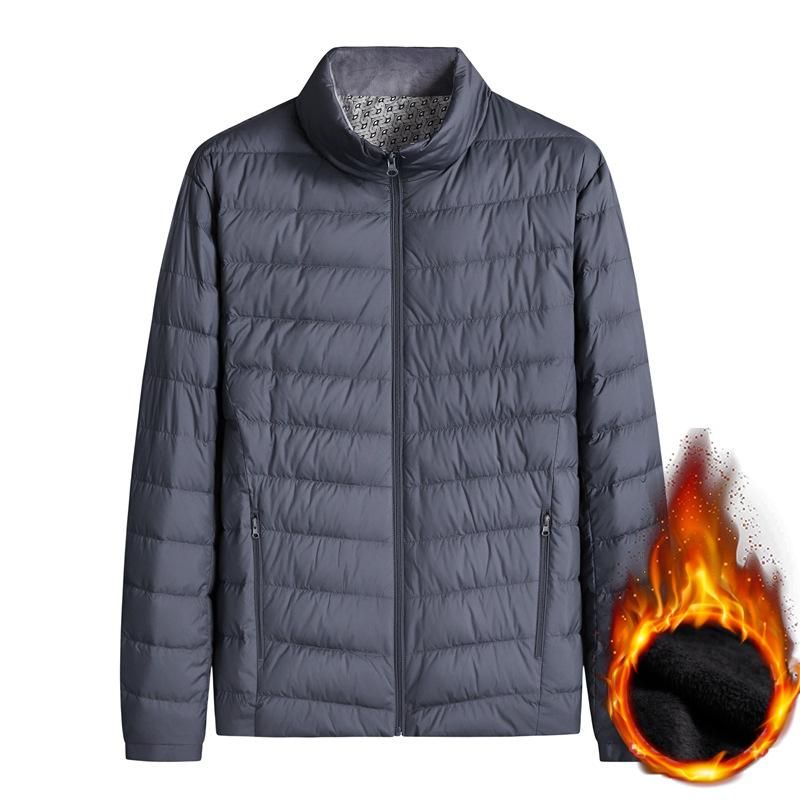 Плюс размер 7XL Высококачественная белая утиная пуховая легкая куртка-пуховик Мужская теплая куртка Свободная осенне-зимняя тонкая куртка с воротником-стойкой