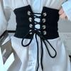 Black Elastic Cummerbunds PU Leather Waist Corset Elegant Wide Belt  Girl