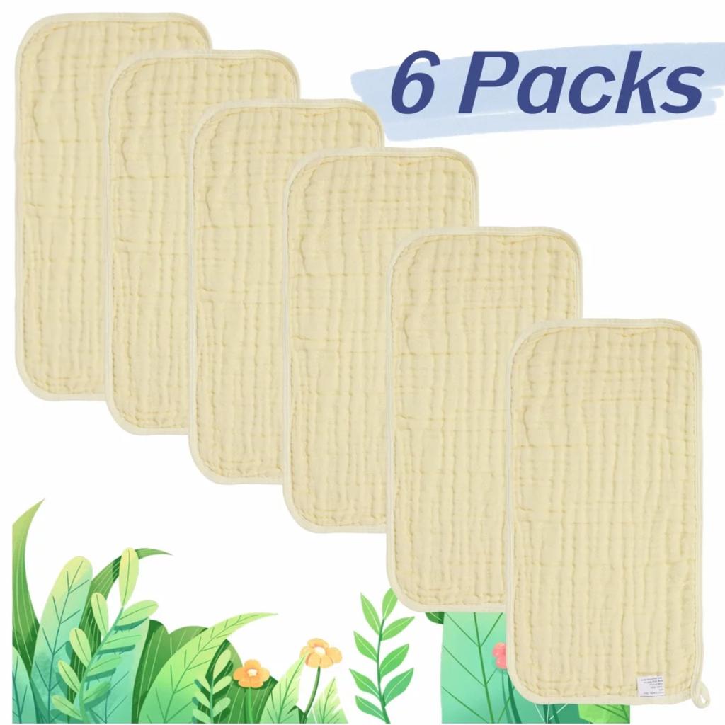 6 шт./упак. 10×20 дюймов, шестислойное детское полотенце для мытья лица, квадратное полотенце с пузырьками, мягкое впитывающее воду однотонное квадратное полотенце, детский нагрудник