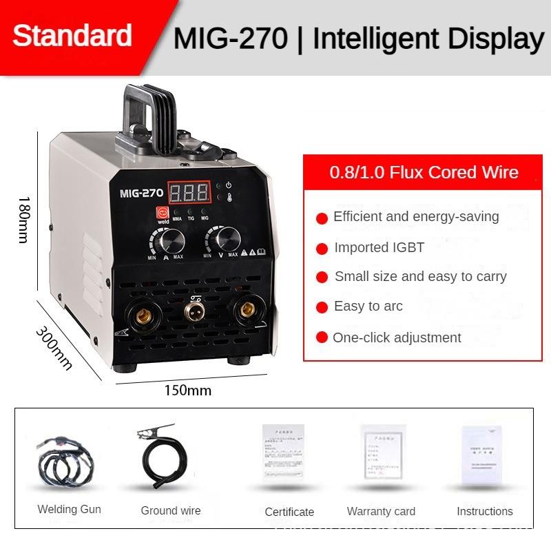 300 * 150 * 180MM Portable Multi Functional Gasless MIG-270 Intelligent Digital Display Welding Machine Self-protection Electric Welder
