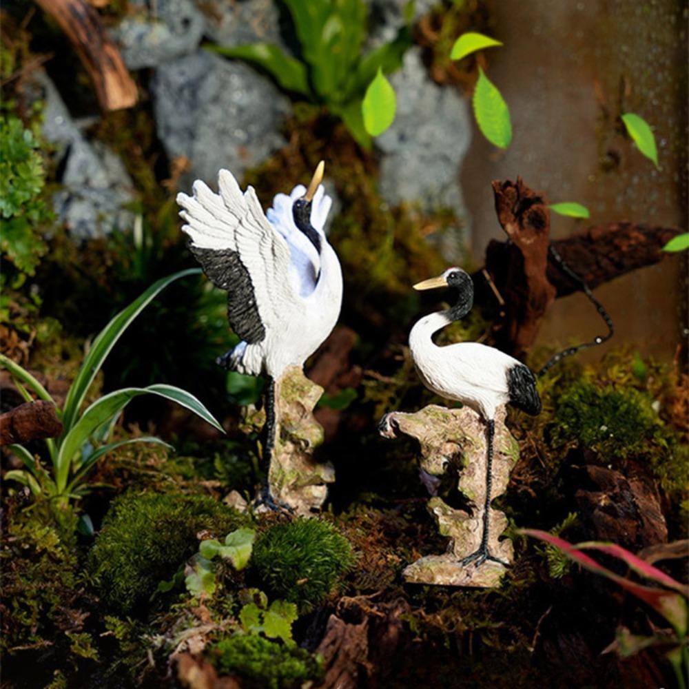 Миниатюрный венценосный журавль, статуэтка журавля, китайская статуэтка птицы из смолы для сада фей, украшение для аквариума, бонсай, ландшафтный декор для дома