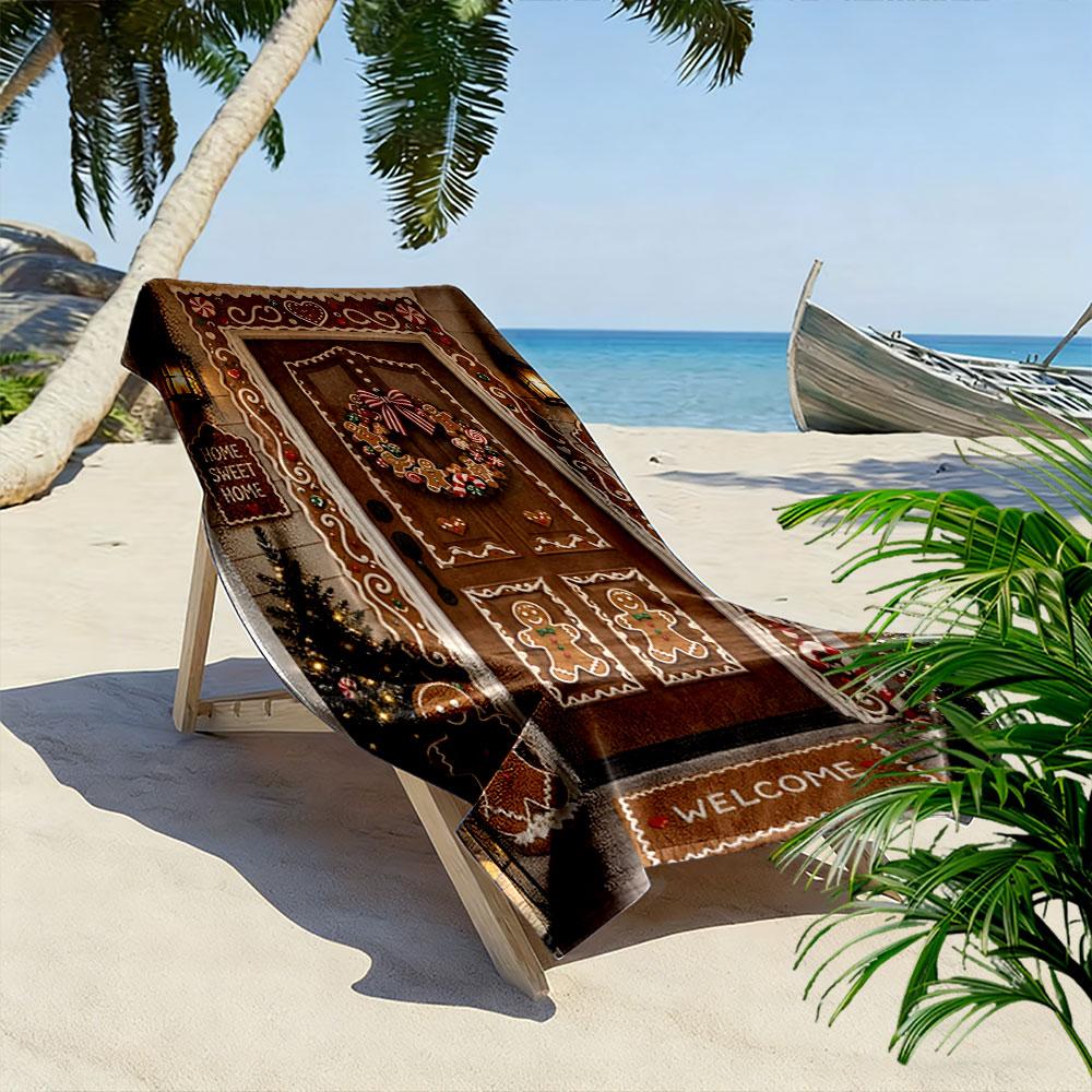 Gingerbread dreams delight Print beach towel, quick drying, suitable for travel, outdoor sports, jogging, the beach and swimming, gift