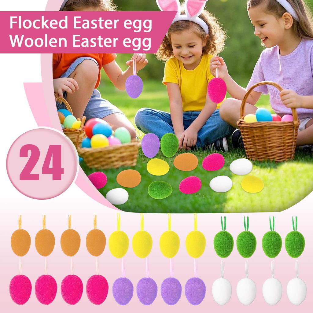 24 Пасхальных яйца, Шерстяные пасхальные яйца, Наполненные пенопластовым наполнителем
