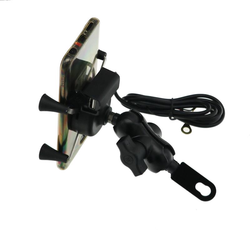 LMoDri Мотоцикл Вращающееся на 360 градусов крепление на руль Держатель для мобильного телефона USB-кронштейн для зарядки Поддержка ручки скутера