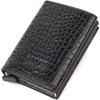 Unisex Tri-fold Automatic Cardholder Made of Genuine Leather with Crocodile Effect CANPELLINI 21930 Black