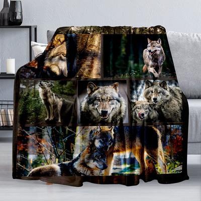 Одеяло с черным волком Комфортное тепло Мягкий уютный кондиционер Черно-белое фланелевое одеяло Мягкое одеяло с луной Фиолетовое одеяло с ловцом снов