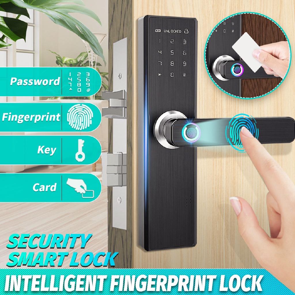 Digital Code Security Fingerprint Lock Smart Card Electronic Smart Door Lock APP+Touch Password+Keypad+Card+Fingerprint