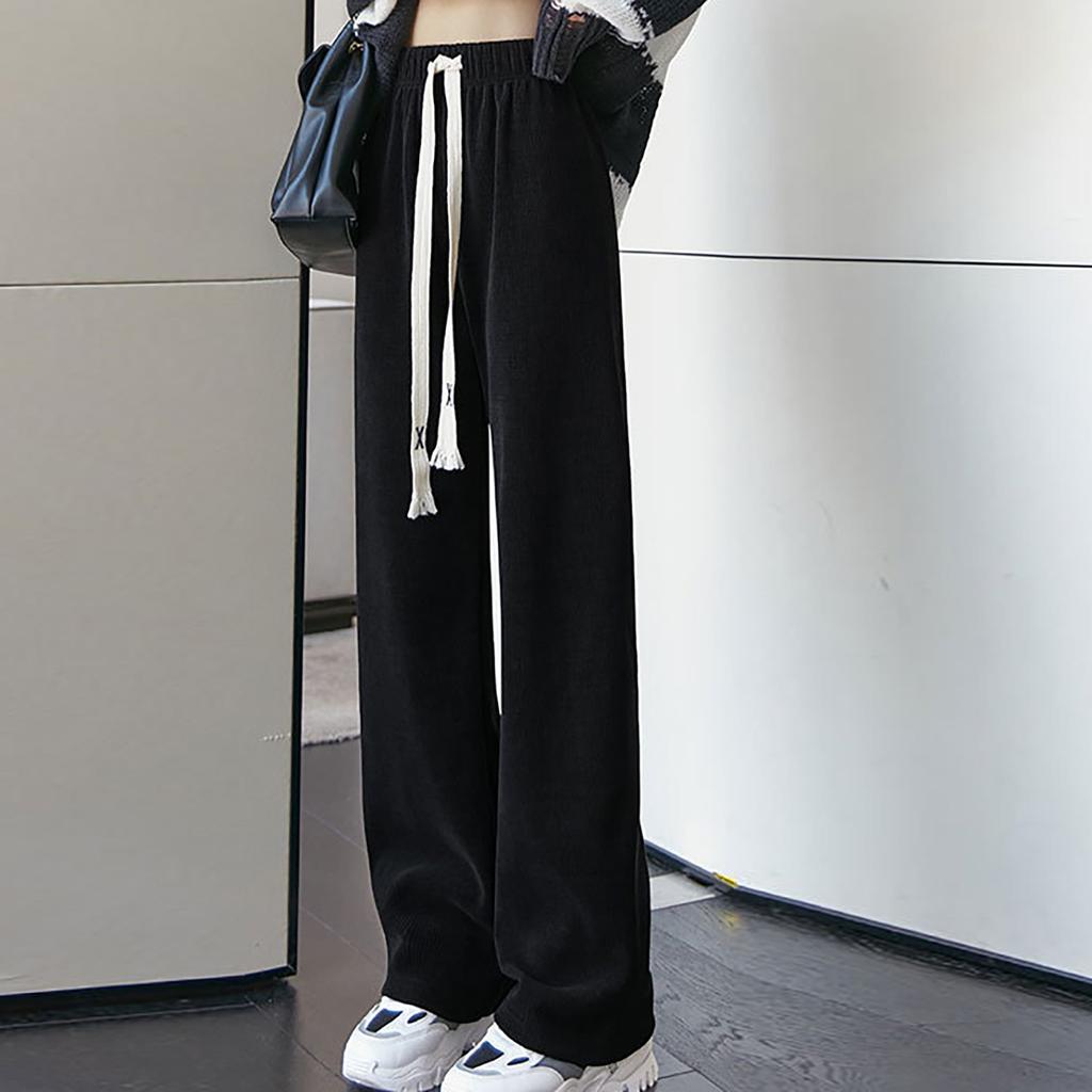 Женские модные универсальные повседневные спортивные тонкие и высокие однотонные широкие брюки