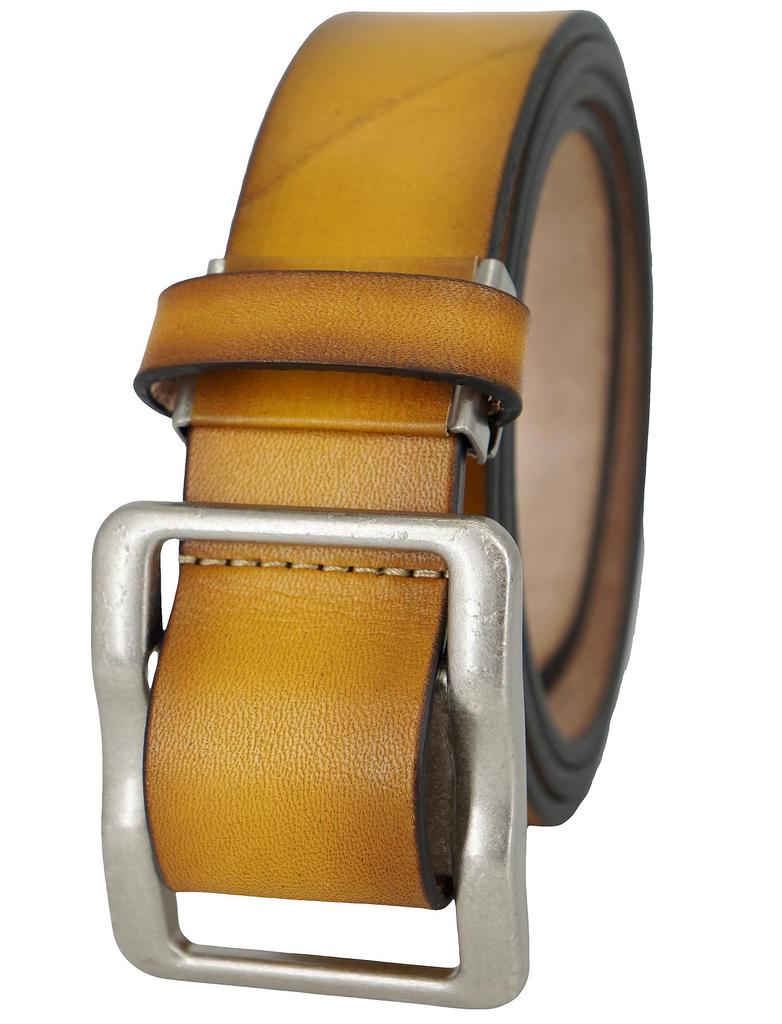Yellow Tochigi Leather Belt for Genuine Made In Natural Cowhide Stepless Suitable for and Plus Made In Product Men, Leather, Japan, Leather, Holeless,