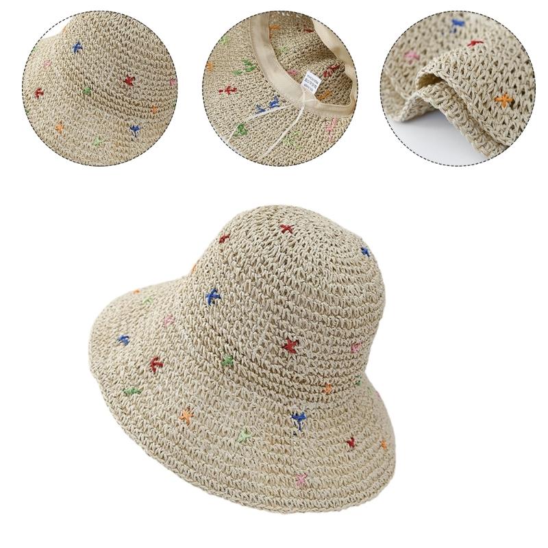 Breathable Sun Hat Holiday Spring Weaving Straw Hat Woman Commutes Camping Taking Photo Handmade Beach Hat for Girl