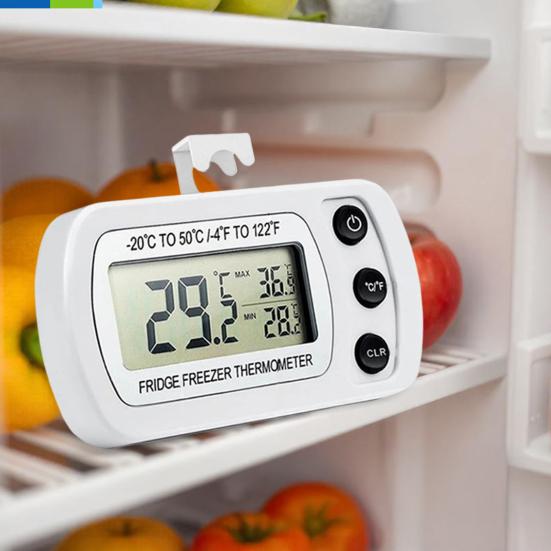 Refrigerator Thermometer with LCD Display Waterproof Freezer Fridge Thermometer with Max/Min Record High Precision Refrigerator Thermometer for Cooler