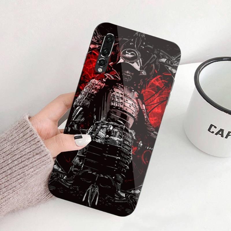 Чехол для телефона с маской японского самурая Oni для Huawei P50 P40 P30 P20 Pro Mate 40 30 20 Pro Nova 9 8 7 ПК, стеклянный чехол для телефона