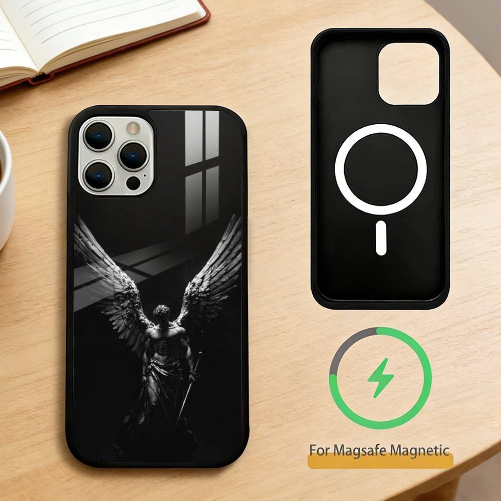 Чехол для телефона 'Скульптура ангела' для iPhone 14, 16, 15, 13, 17, 12, Plus, Pro, Max Магнитный для Magsafe Матовый чехол