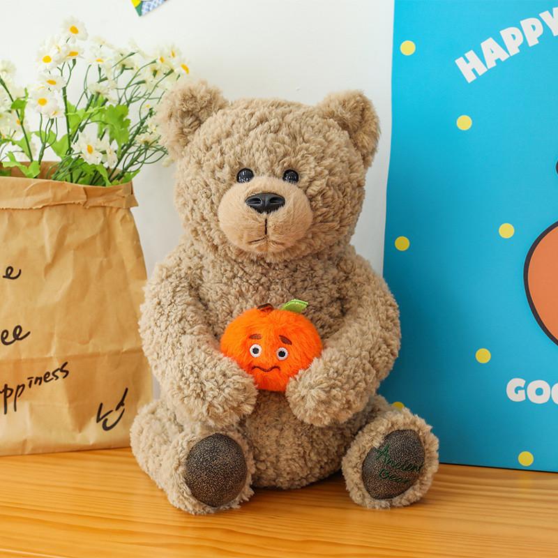 Bear Orange Teddy Bear Brown Bear Toy Pillow Plush Stuffed Gift Cushion