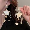 Серьги-кисточки из позолоченного серебра с полыми иглами и цветами - европейский и американский нишевый дизайн