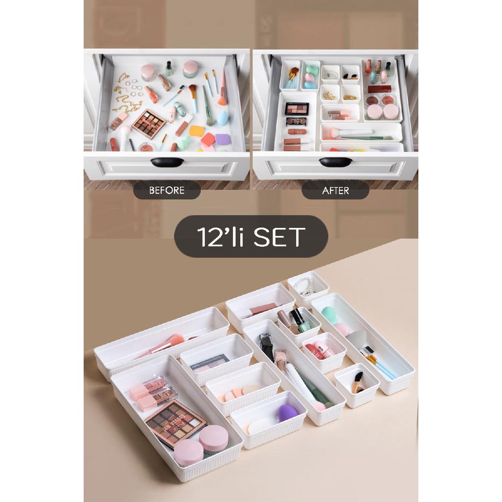 12-секционный органайзер для косметики и украшений - Дизайнерский ящик-органайзер, белый