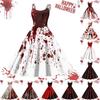 Women's Casual Halloween Printed Suspender Vintage Dress