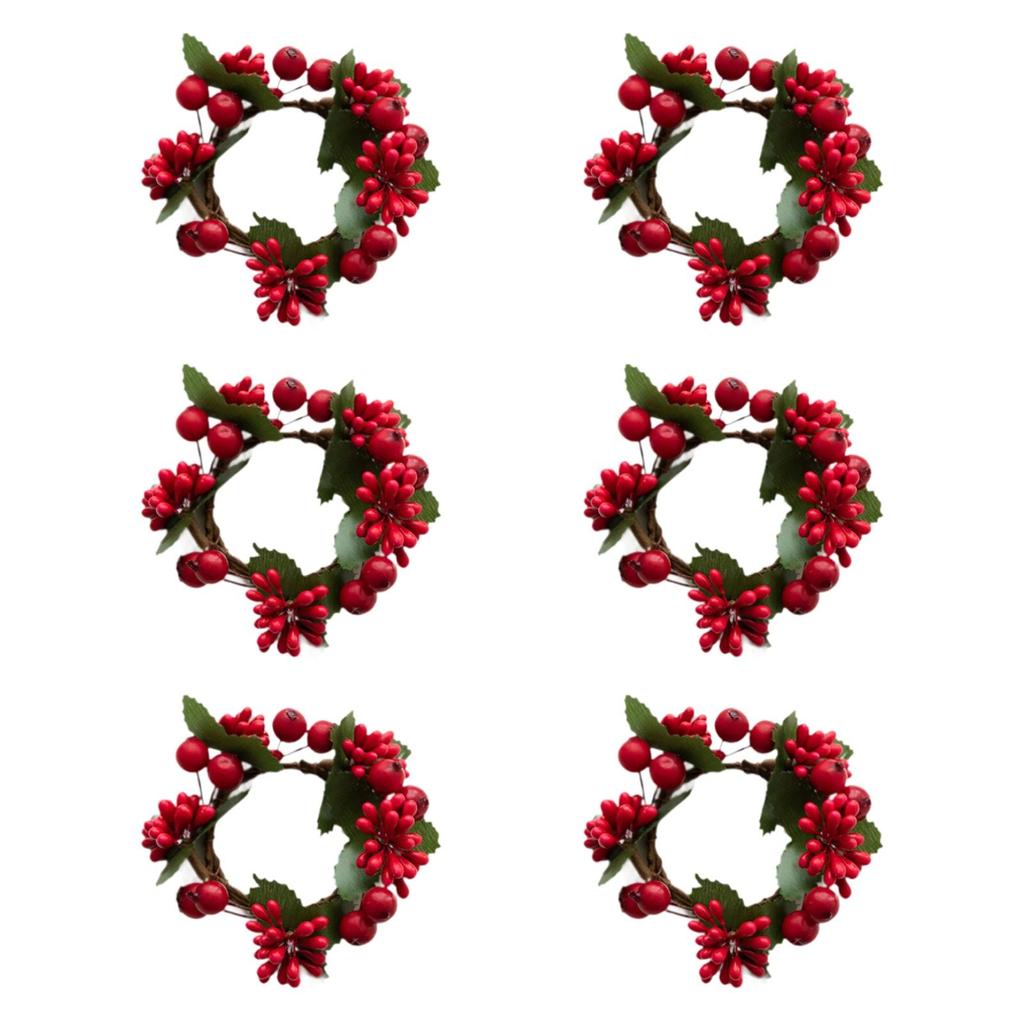 6 шт. Красные ягоды свеча кольцо венок реалистичный многоцелевой декоративный диаметр. 3,15 дюйма для гостиной вечеринки День благодарения Дверь дома