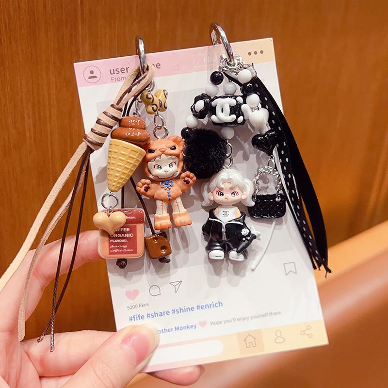 Handmade DIY Change Baby Girl Next Door Bubble Keychain Pendant Female Cute Miu Bag Doll Pendant