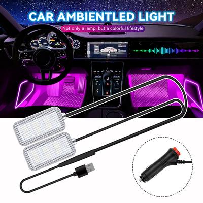 2 шт./компл. 12 В/5 В USB светодиодная подсветка салона автомобиля, подсветка для создания атмосферы, окружающего настроения, подсветка для ног, USB-зажигалка, декоративная лампа, автомобильные аксессуары