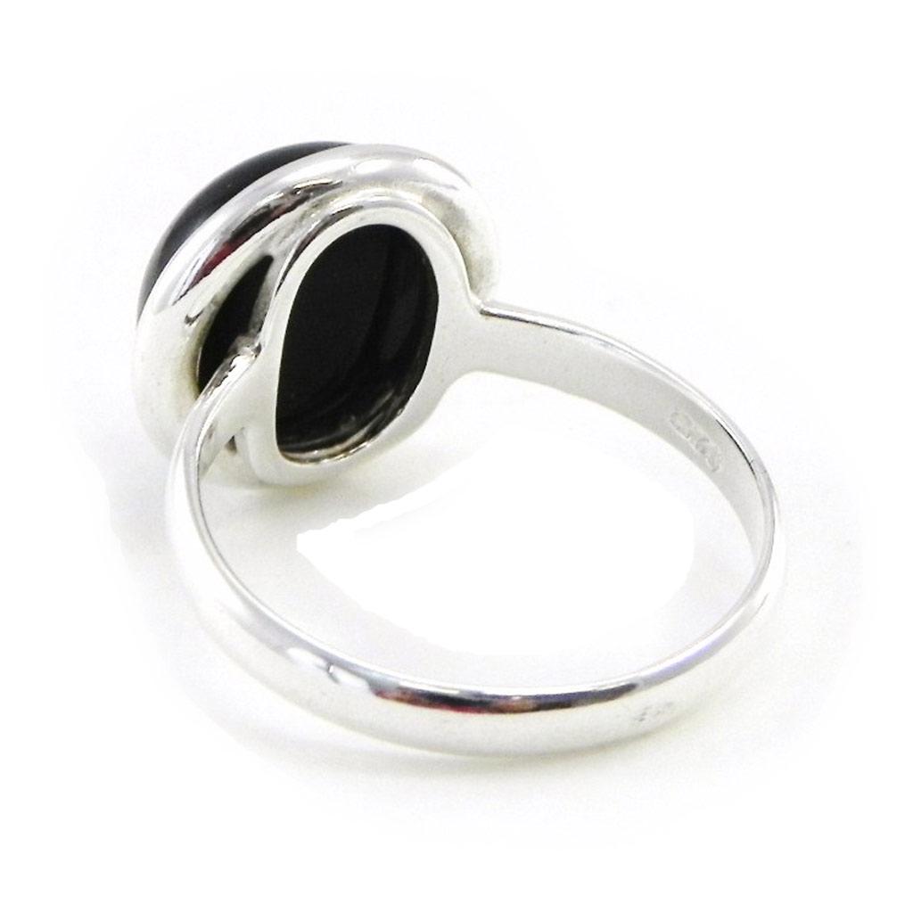 Black Jet Black Goddess Silver Ring
