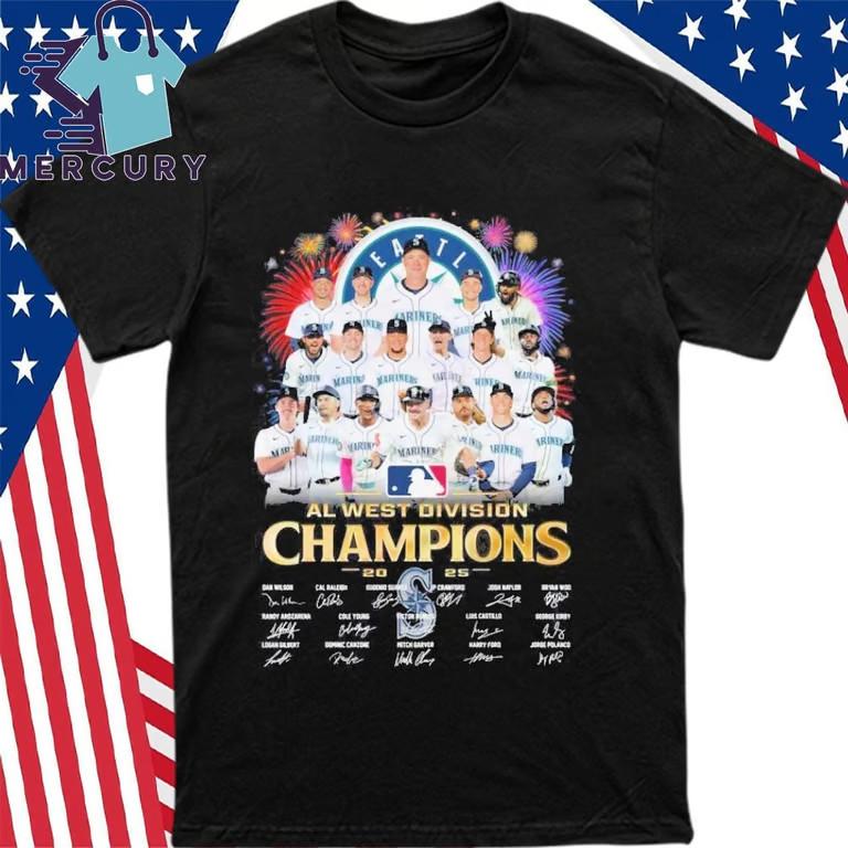 Mariners Champ AL West 2025 Team Signature T-Shirt
