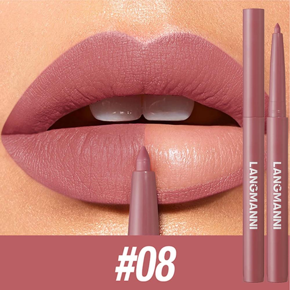 LANGMANNI Sexy Velvet Matte Lip Liner Pen Waterproof Silky Natural Contour Non-Stick Cup Makeup Lipstick Pencil Lasting Cosmetic
