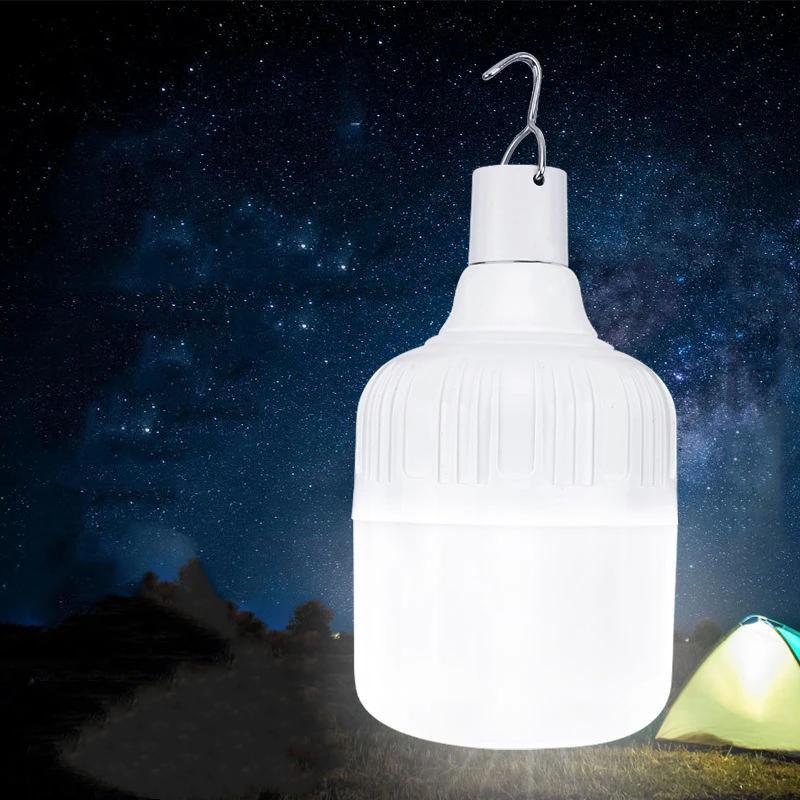 USB Rechargeable LED Lamp Bulb High Brightness Portable Lantern with Hook for Outdoor Emergency Camping Fishing Night Light
