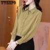 Long-sleeved Chiffon Shirt Women Spring and Autumn Fashion Bottom Shirt Female Temperament Shirt Solid Color Cardigan Top