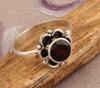 Red Garnet Gemstone Ring 925 Sterling Silver Flower Design Solid Stone Statement Round Shape Ring Gift for Women's Red Stone Jewelry 4.25 Gms Approx