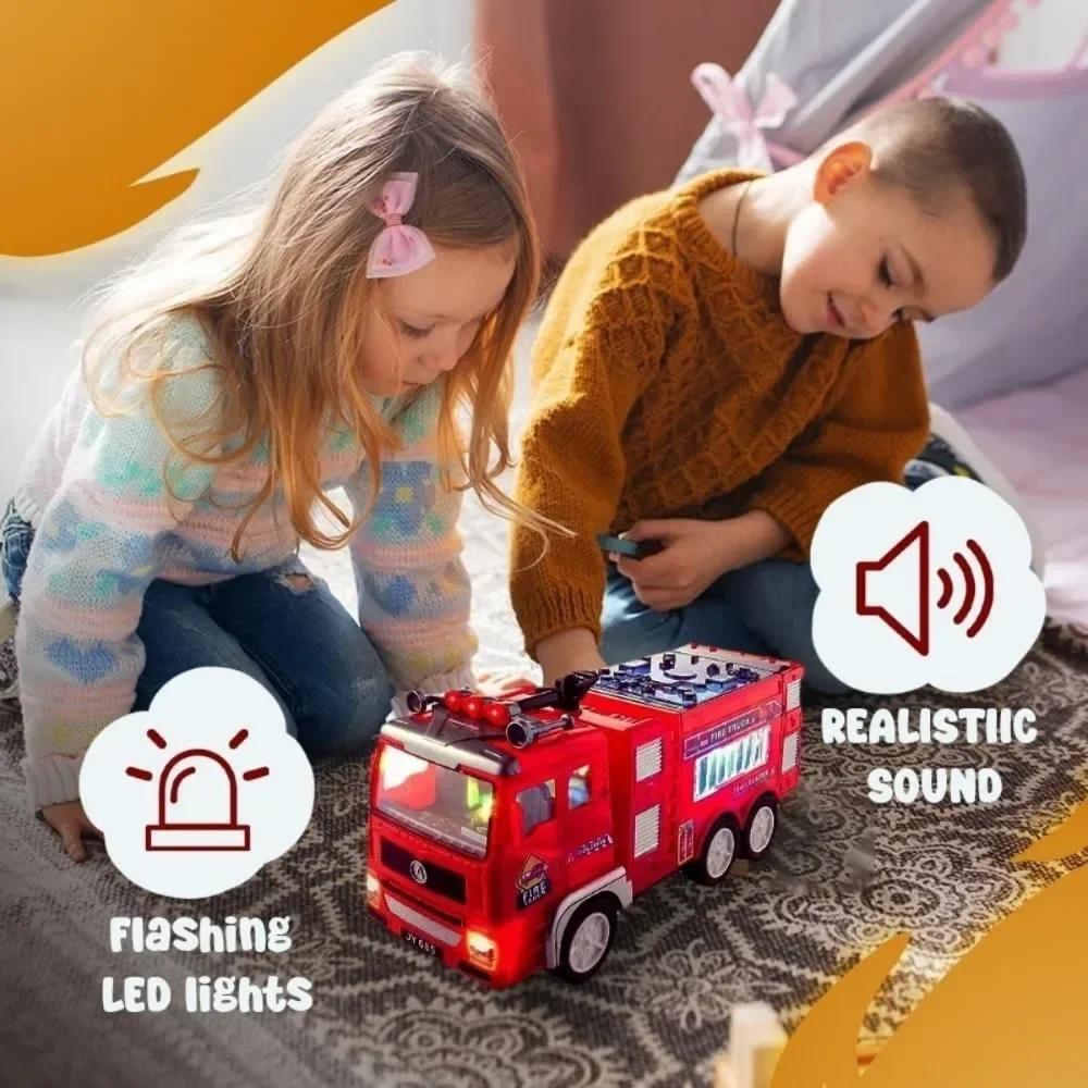 Fire Truck Toy for Boys Girls Kids with Sound & Light Toddlers Fire Engine Push Toy Car Real Firetruck Siren Sound Birthday Gift