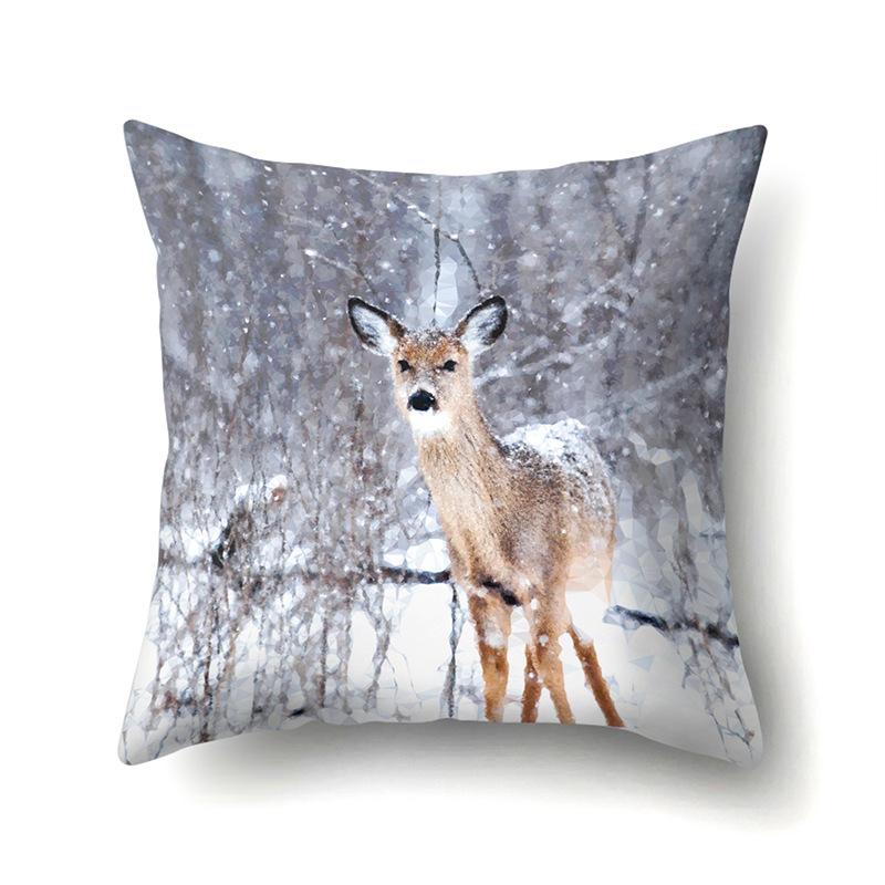 Polyester Pillowcase Automobile Decoration Home Printed Deer Pillowcase Waist Cushion Cover Car Cushion Head Cushion Cover