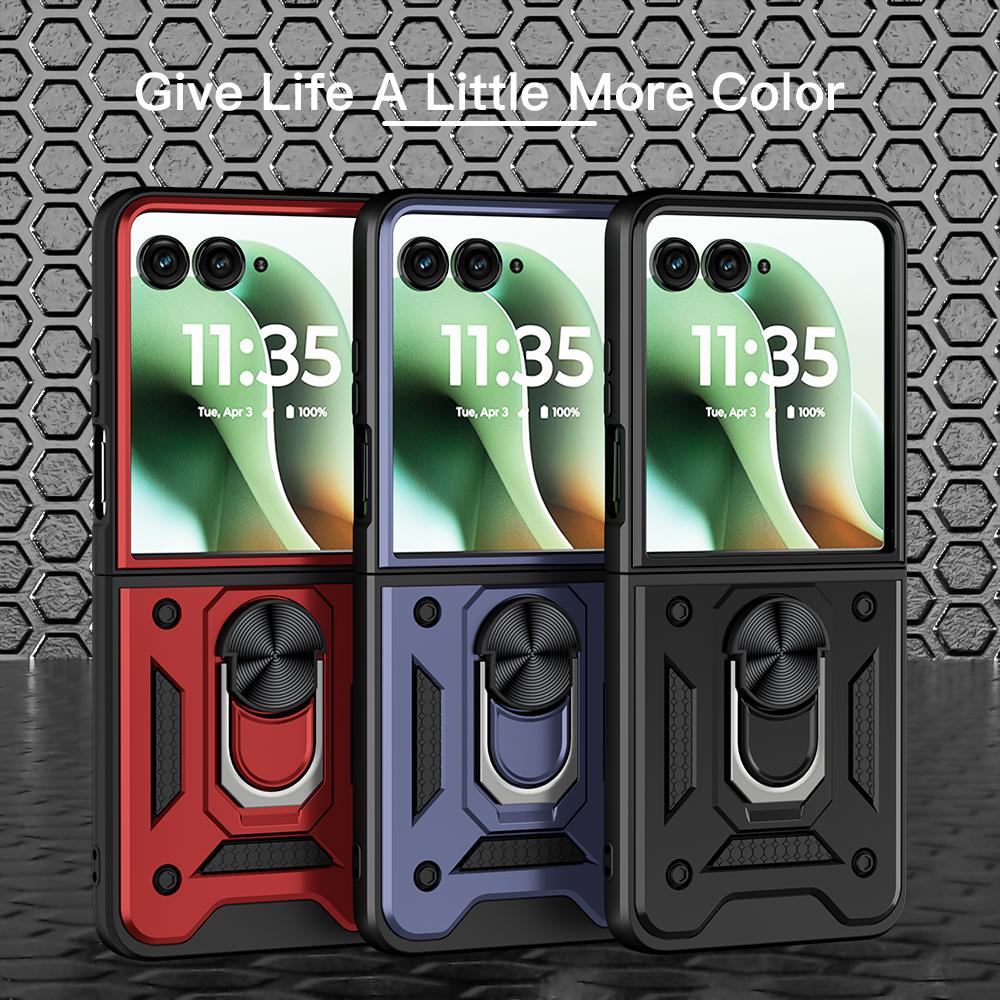 KEYSION Противоударный бронированный чехол для Motorola Razr 60 Ultra 5G Металлическая подставка-кольцо Задняя крышка телефона для MOTO Razr Ultra 2025 Razr+2025