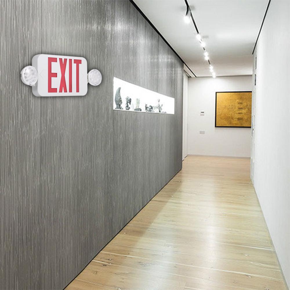 Красный светодиодный аварийный светильник AC120/277V с двумя регулируемыми головками и резервными батареями на стену