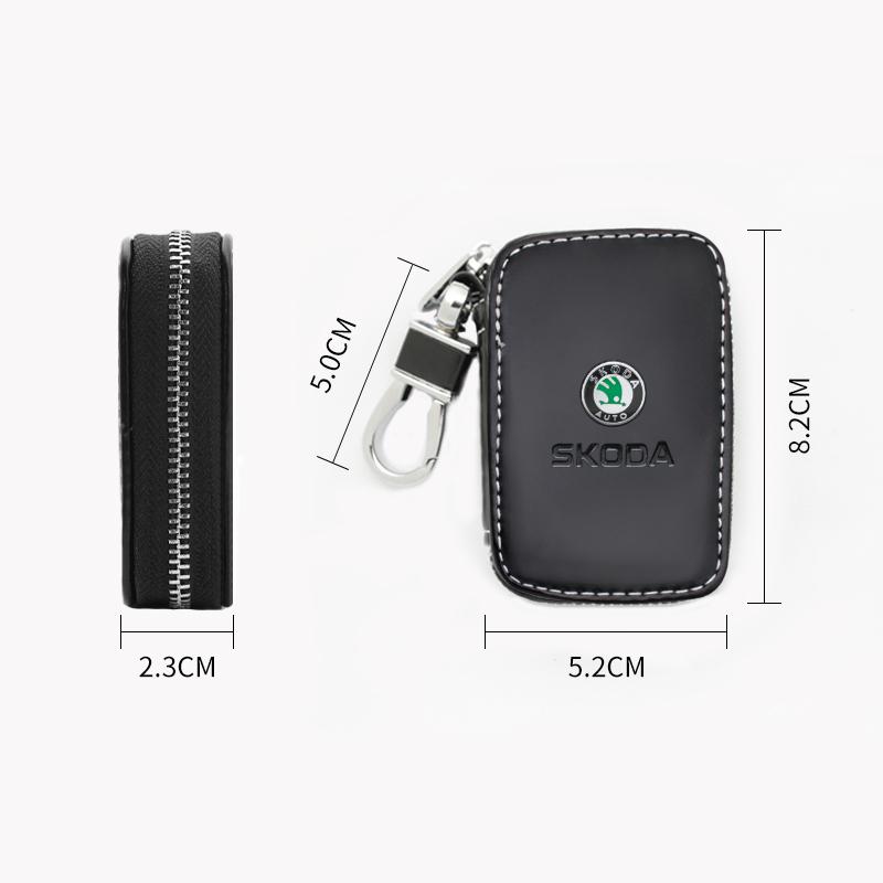 OBDI6 For Skoda Models Genuine Leather Car Key Cover - Key Case, Wallet, Keychain Bag - Accessories (Octavia Kodiaq Kamiq Karoq)