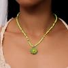 5Pcs Colorful Bead Choker Resin Plumeria Necklace Fashion Flower Beaded Necklace  Daily Wear