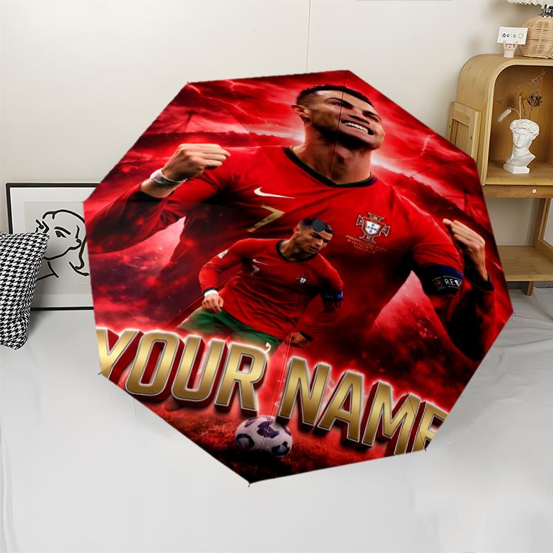 Personalized Name Number 7 Soccer Print Umbrella, UV Shielding. It Has Eight Sturdy Ribs for Outdoor Use And Perfect As a Holiday Gift
