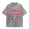 Women'S Cotton Washed T-Shirts All-Math Loose Distressed Tops Chicago Champs 23 Letter Prints Short Sleeve Summer Female Clothes