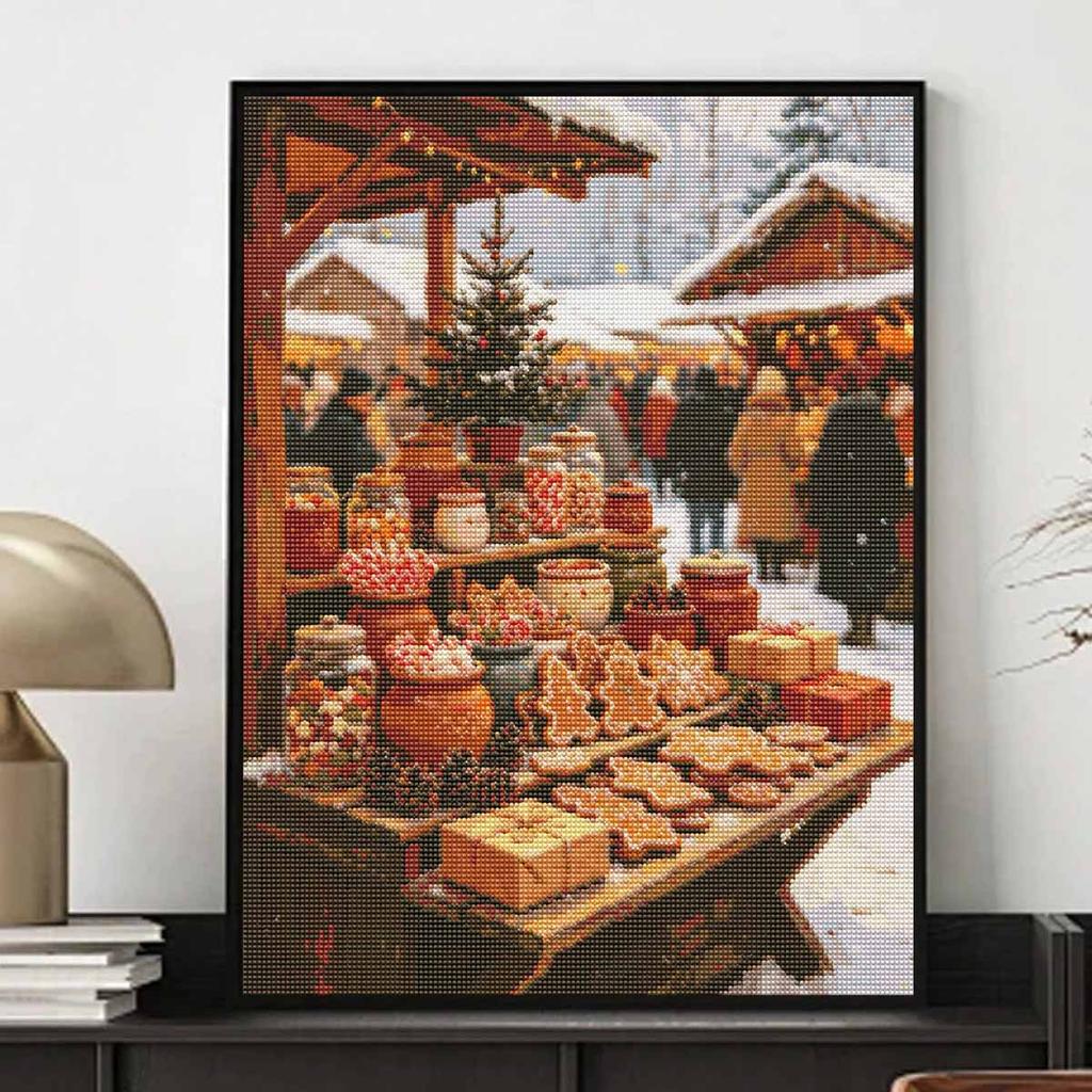 Christmas Diamond Painting Kit Winter Market Gingerbread Cookies Handmade Home Entertainment Decorative Painting